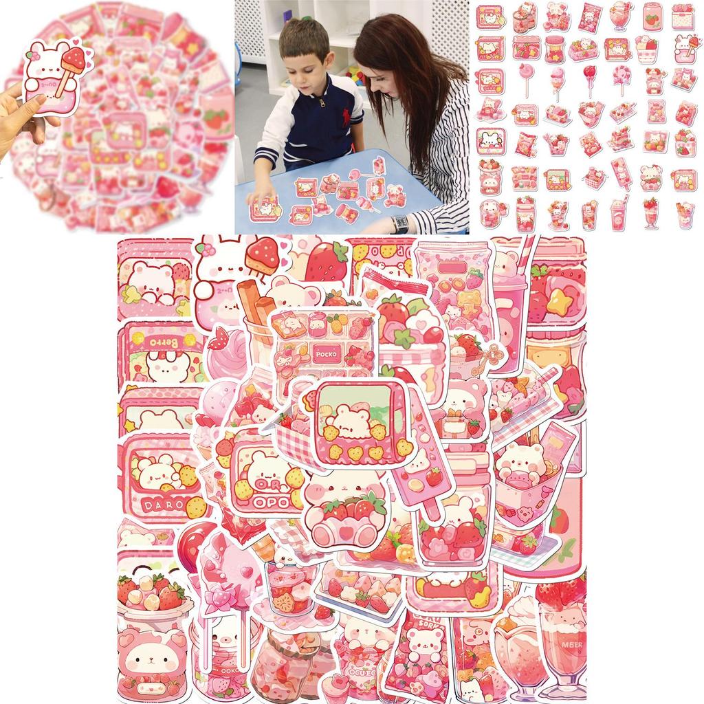 50 Cartoon Pink Snack Doodle Stickers Personalize Your Guitar Notebook And Suitcase With Waterproof Diy Decor
