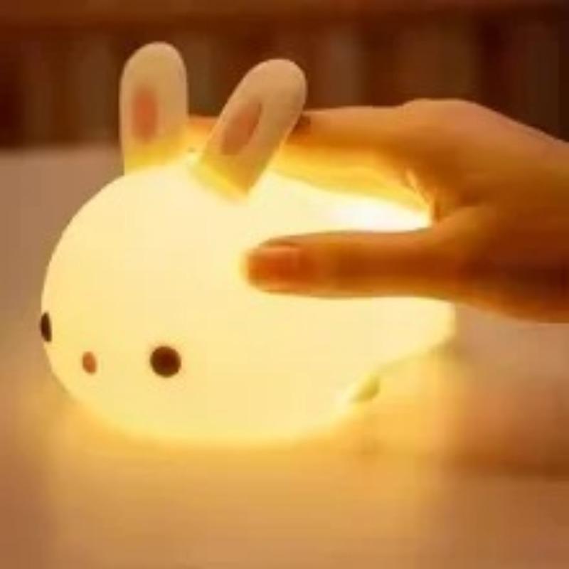 LED Rabbit Silicone Night Light Rechargeable Soft Light Kids Birthday Gift  Sleep Companionship Night Light Bedroom Decoration