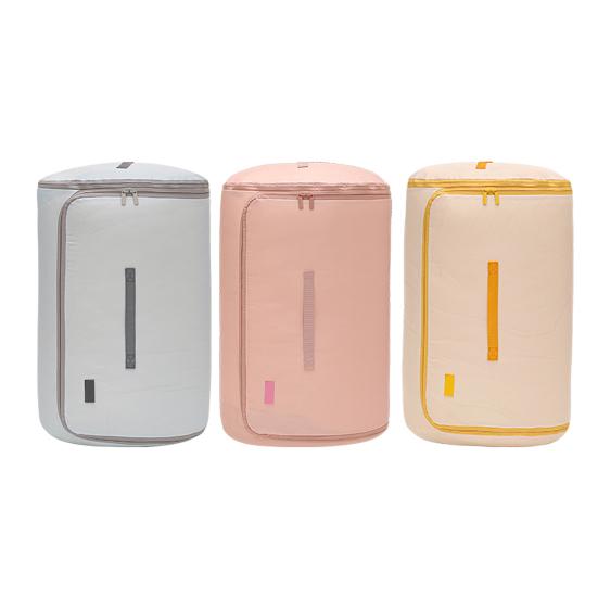 Cylinder Quilt Storage Bag Self Compression Organizer Space Saver Collapsible Comforter Bag for Seasonal Quilts Sheets Bedding Storage