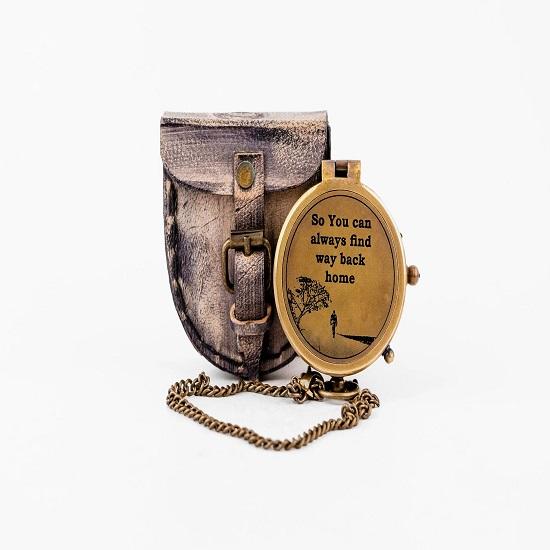 

Латунный рабочий компас с кожаным чехлом, морской подарок для мужчин, инструмент для приклюствий и путешествий, подарок на День отца, коллекционный предмет для исследователя