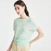 Simple and Fresh] Spring and Summer Round Neck Unique Decoration Age Reducing Daily Knitted T-shirt with Mulberry Silk for Women