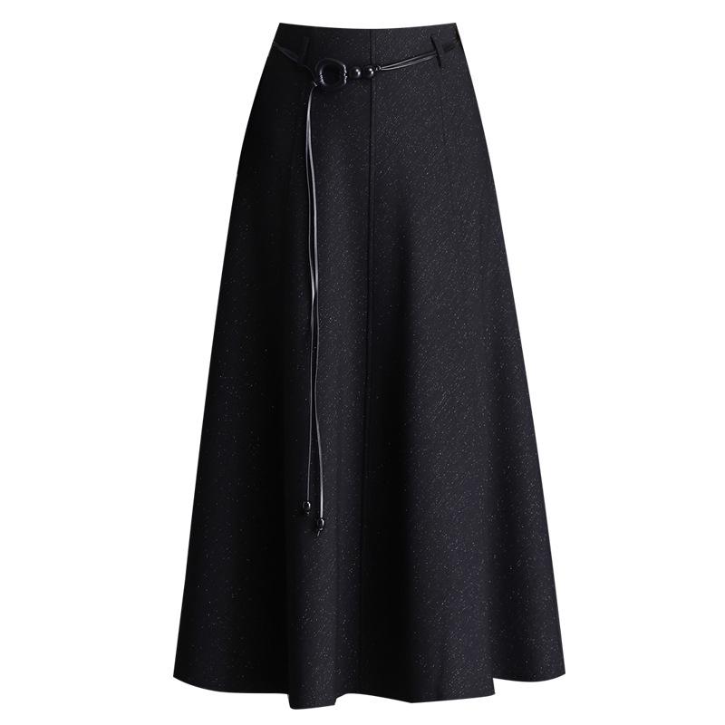 2026 Spring Women's High Waist A-Line Mid-Length Skirt with Wide Hem