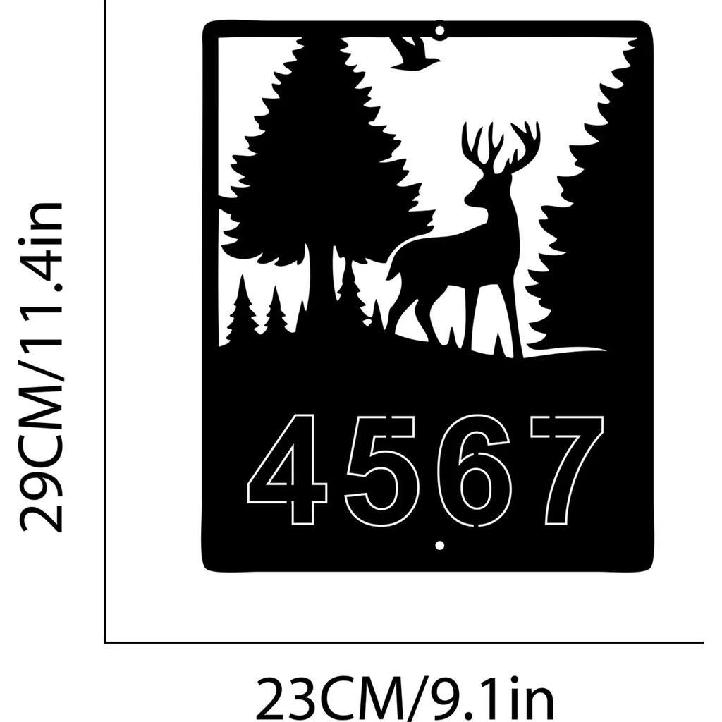 Metal Deer Address Sign, Personalized House Numbers, Rustic Cabin Decor, Entryway Wall Art, Metal Home Sign