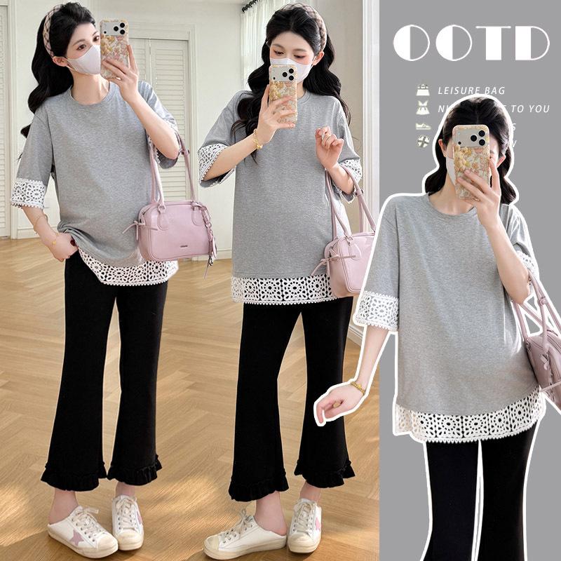 Summer 2026 Casual Maternity Set: Age-Reducing T-shirt + Adjustable Slimming Pants 2XL