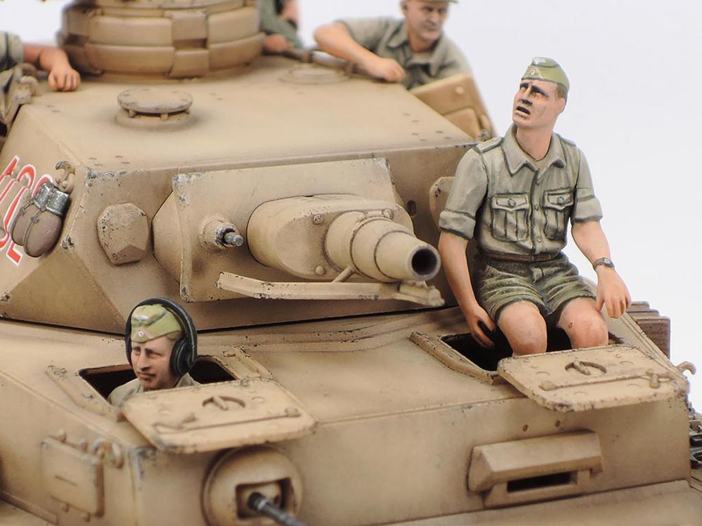 Tamiya 1/35 Scale Limited Edition German Panzer IV Ausf. F and Messenger Bike Set, North African Front, Plastic Model Kit 25208