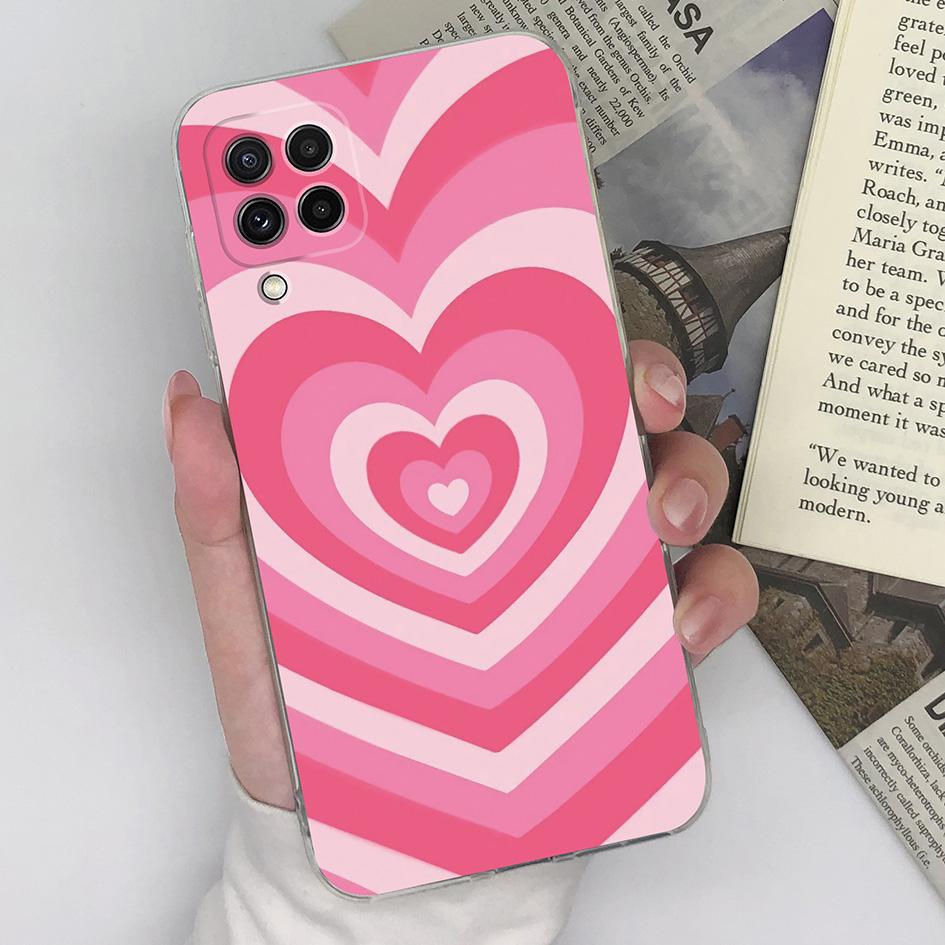 Phone Case For Samsung Galaxy A22 4G 5G Cover Silicone Transparent Fashion Love Heart Butterfly Protective For Samsung A 22 Capa