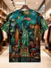 Men's Printed T-Shirt - Statue of Liberty Urban Graffiti Art Design, Breathable & Comfortable Casual Tee