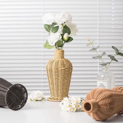 Vasos de Flores de Vime Sintético de Plástico Recipientes para Arranjos de Flores Vaso de Chão Decorativo Vaso de Chão Decorativo de Vime Sintético Decoração para Casa