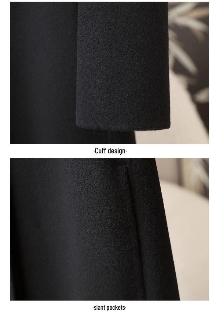 Spring 2026 Women's 10% Cashmere Wool Long Coat with Large Lapel