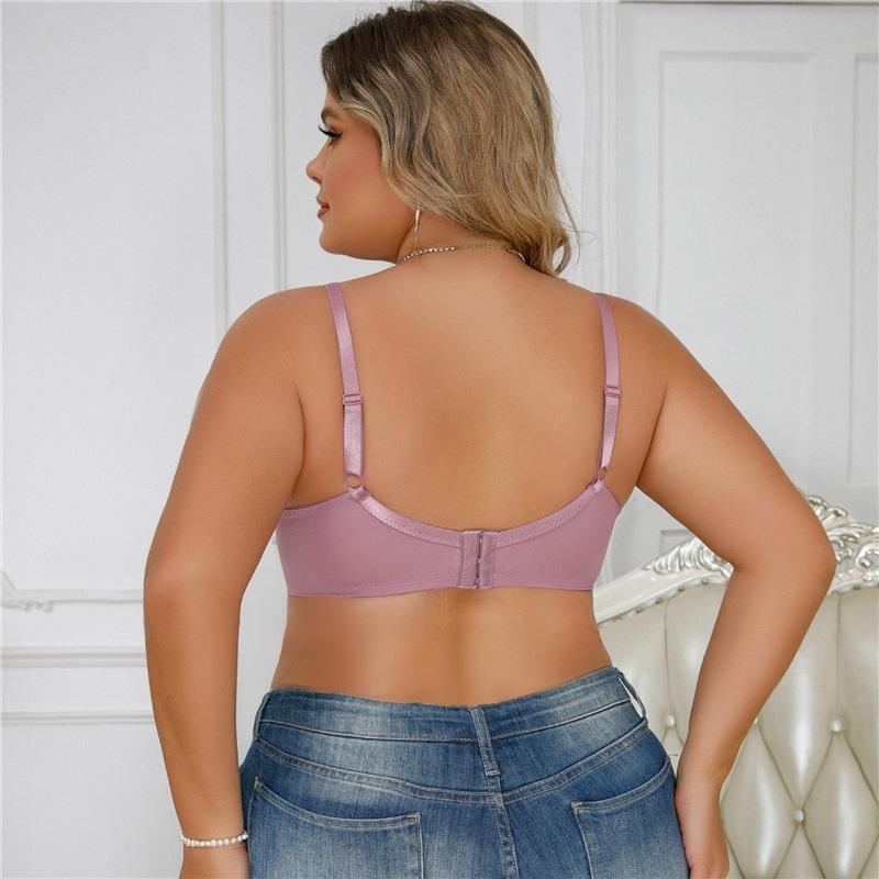 Lencería Europea y Americana de Talla Grande Sexy Sujetador Push Up de Encaje de Color Sólido para Mujer