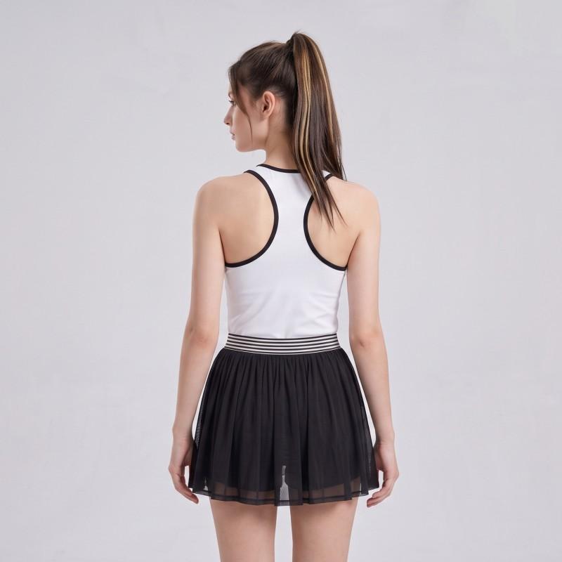 Womens Tennis Dress With Removable Padded Bra Mesh Hem Breathable Nylon Spandex Running Yoga Cycling Sport