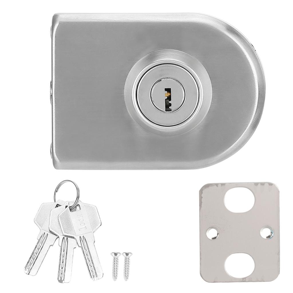 Stainless Iron Single Glass Door Lock Latch Semi‑Circular Home Office Security Accessory