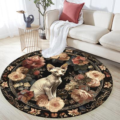 Cat Pattern Round rug,Carpet Rug for Living Room Bedroom Sofa Playroom Decor,Non-slip Floor Mat,Holiday Gifts and Birthday Gifts.