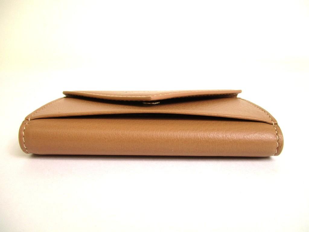 Authentic BALENCIAGA Paper Beige Leather Silver H/W 6 Pics Key Chain #b046 Open box