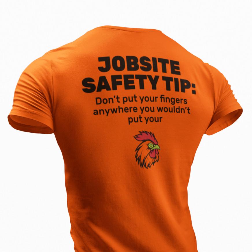 

Jobsite Safety Humor T-Shirt Dont Put Your Finger Funny Work Safety Reminder Tee M