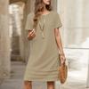 ZANZEA Women Casual Round Neck Solid Color Summer Short Sleeve Dress