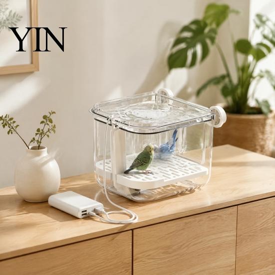 Automatic Bird Waterer Bath, Parrot Shower with Circulating Water, Indoor Rotating Perch for Birds Bath Feeder, Cage Accessory Parakeet Budgie
