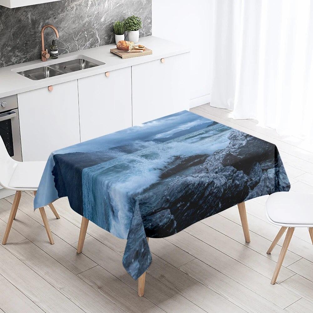 Scenery Printed Tablecloth Stain Resistant Waterproof Wedding Party Restaurant Banquet Decoration Home Table