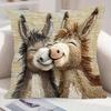Cartoon Donkey Pillow Cover Zippered Cute Animal Pillowcase Decorative Throw Pillow Cover for Car Sofa Couch Bedroom