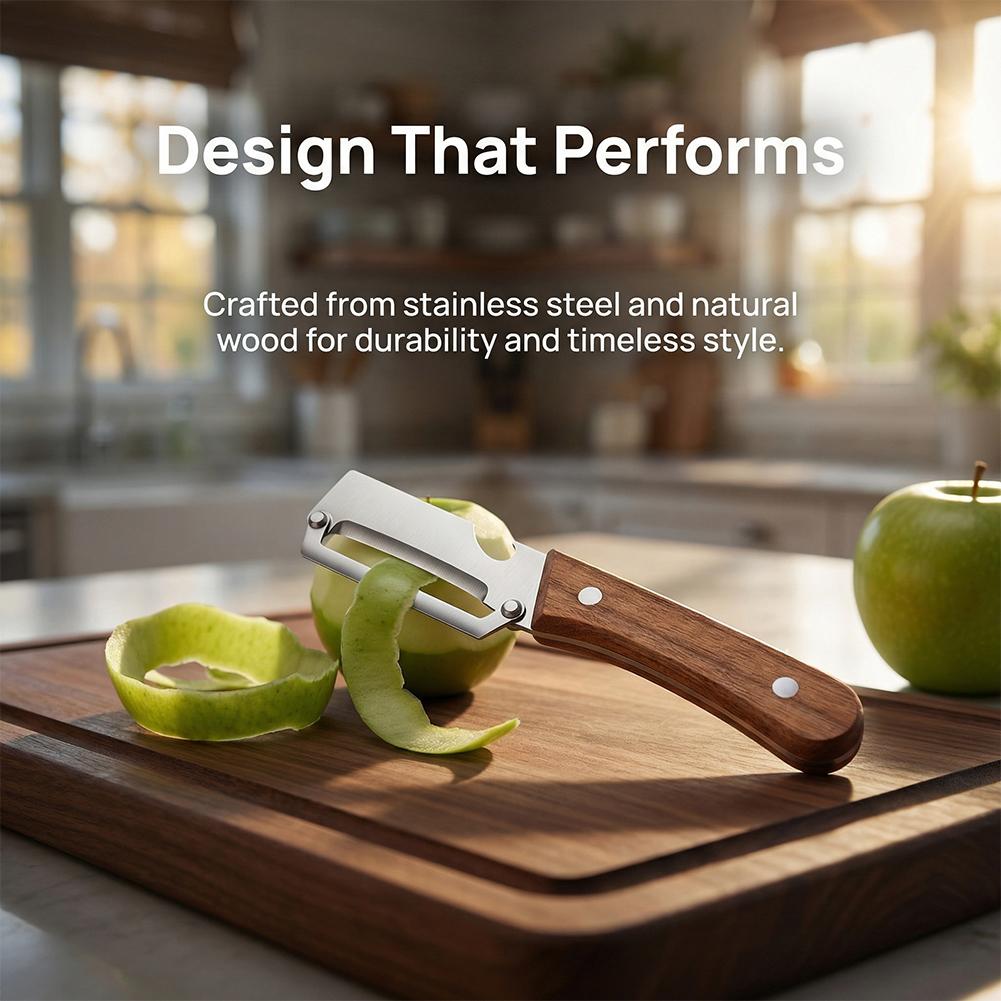 Stainless Steel Peeler with Wooden Handle for Peeling and Slicing Fruits and Vegetables Multi-Function Kitchen-Specific Peeler