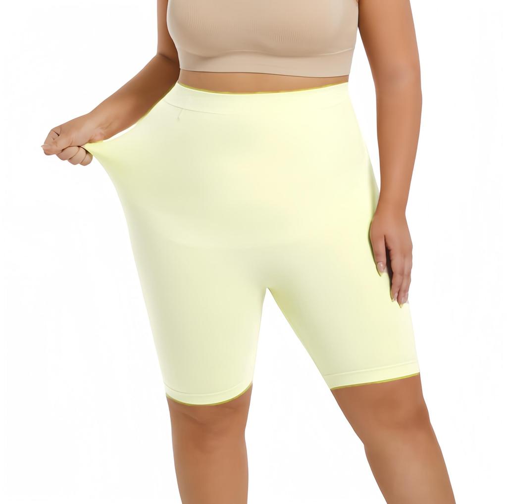 Calcinhas Modeladoras para Coxas para Mulheres Shorts Slip Cintura Alta Controle de Barriga Cinta Sem Costura Modelador de Corpo amarelo claro 1XL-4XL