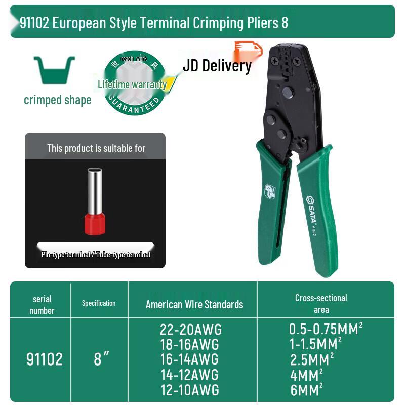 SATA 91102 European Terminal Crimping Pliers