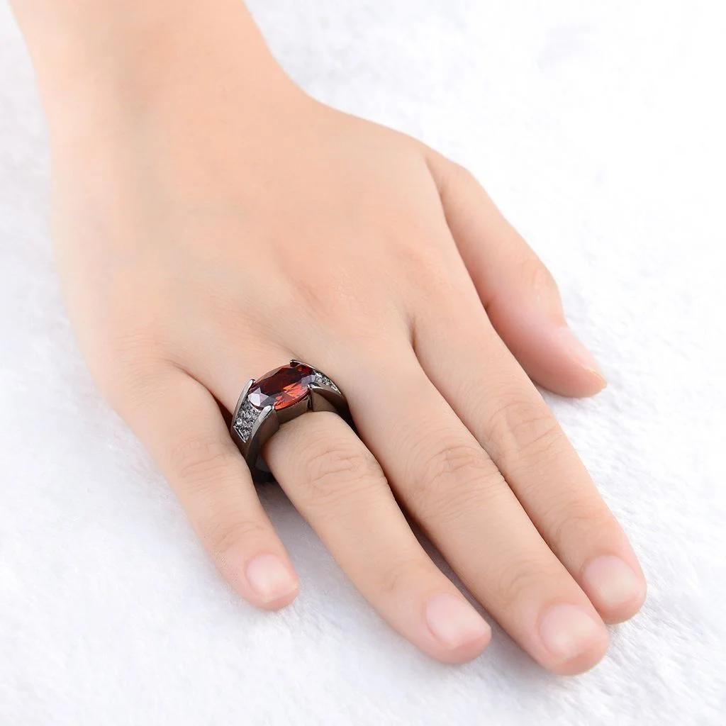 Classic Zircon Inlaid Black Ring Cross Border Men'S Ring Red Purple Crystal Rings Whole Sale Zircon Size 6-12