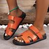 Large size flat slippers women's summer new flat Velcro sandals