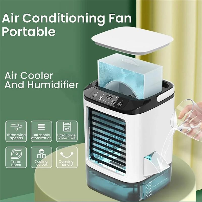 Klima Taşınabilir Fan Masaüstü Çift Sprey Ultrasonik Atomizasyon 3-Speed Sessiz Hava Soğutucu Gece Lambası Elektrikli Fan Ev için