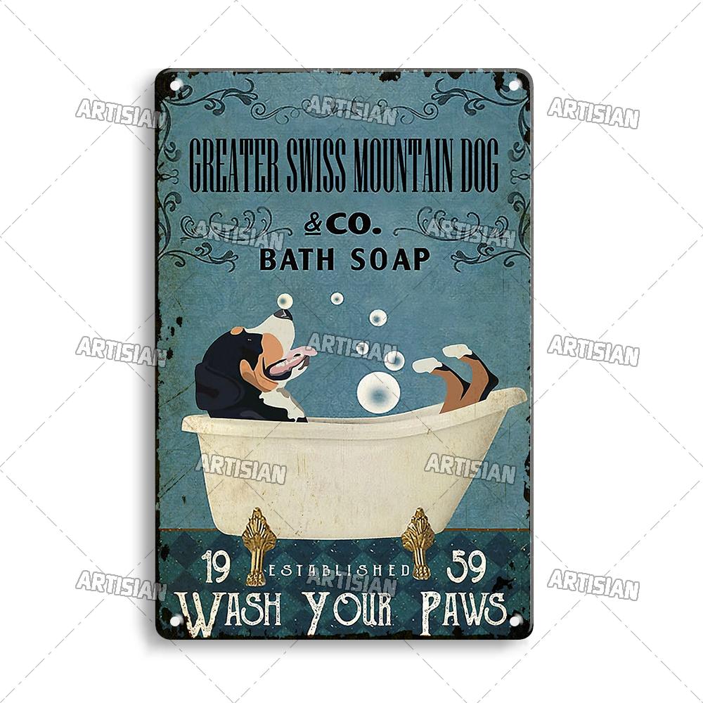 Artisian Bathroom Metal Sign Washing Room Tin Poster Toilet Decorative Plate Bath Soap Wall Decor Garage Bar Pub Club Hotel Cafe