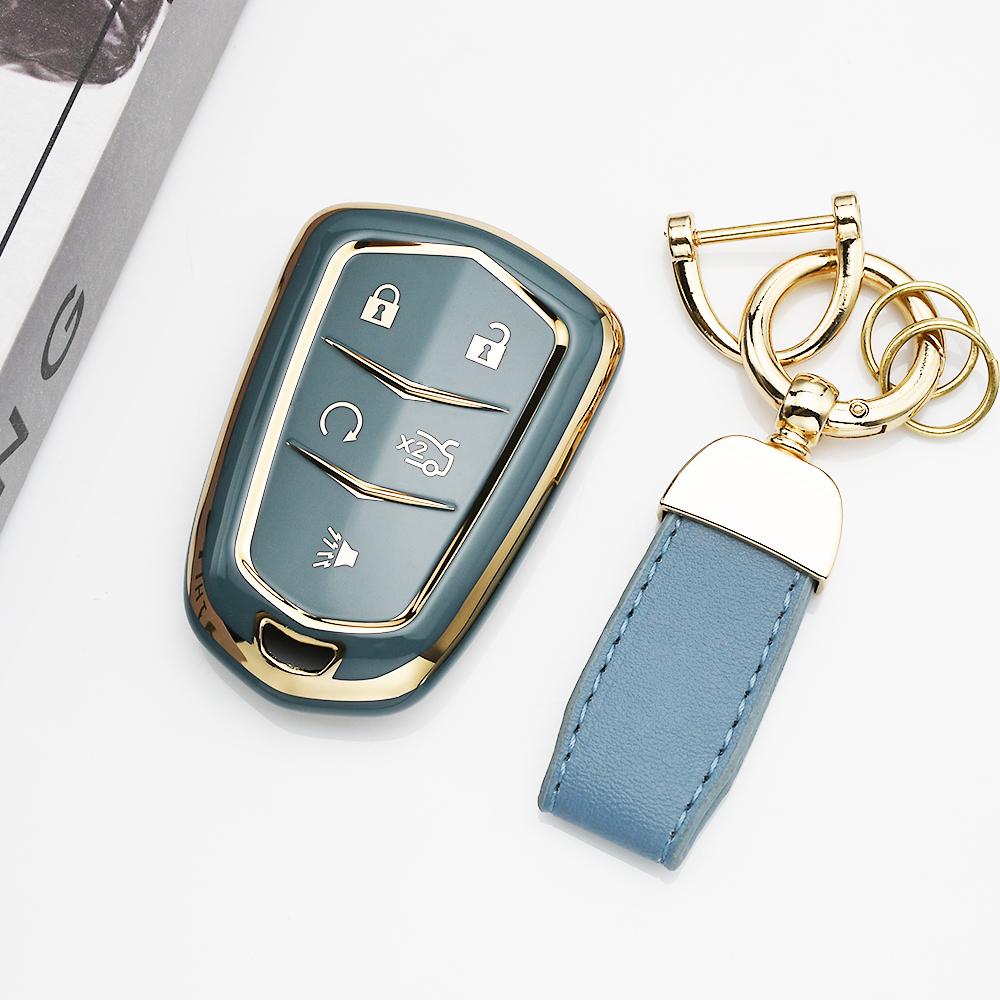 4/5 Buttons Shell Fob Holder Tpu Car Key Cover Case For Cadillac Ats Ct6 Cts Dts Xt5 Escalade Esv Srx Sts Xts Elr 2014 -