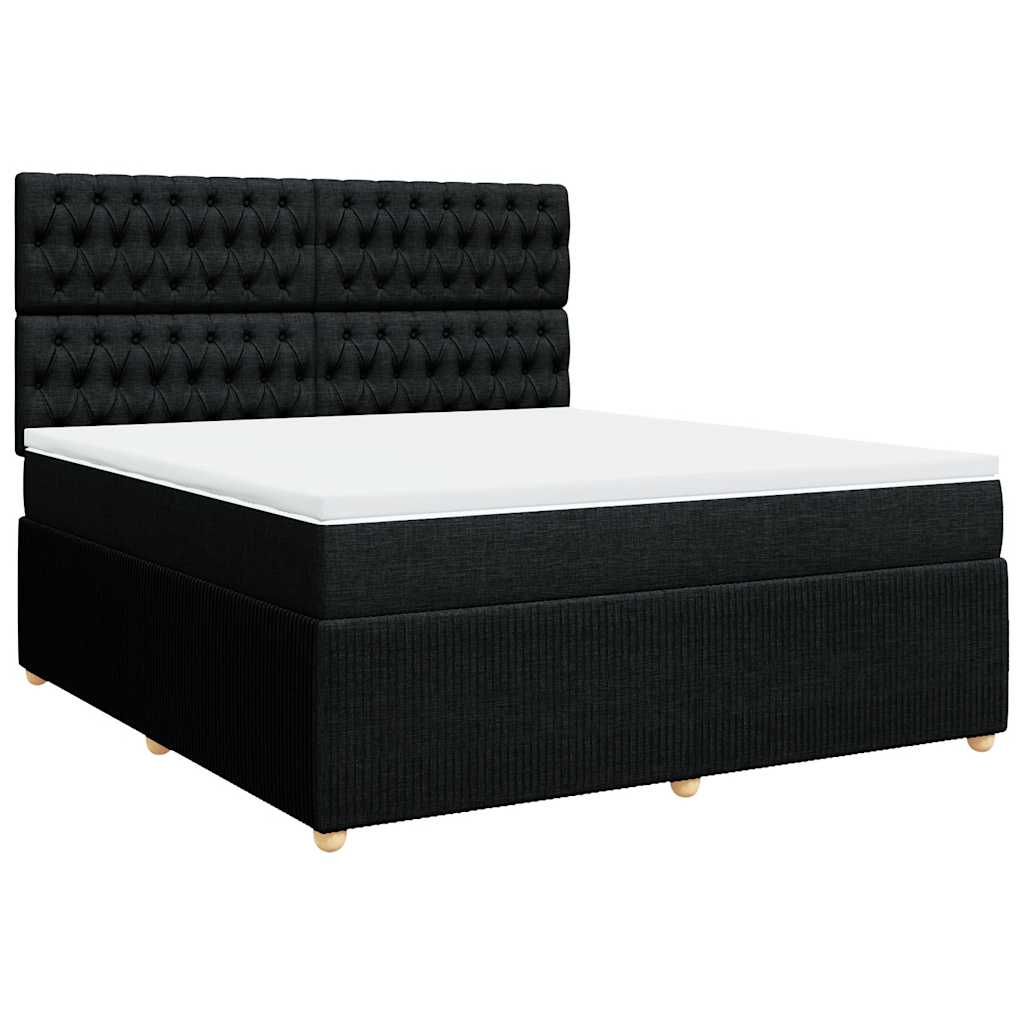 Vidaxl Continental Bed with Mattress, Black, Fabric 180X200 Cm