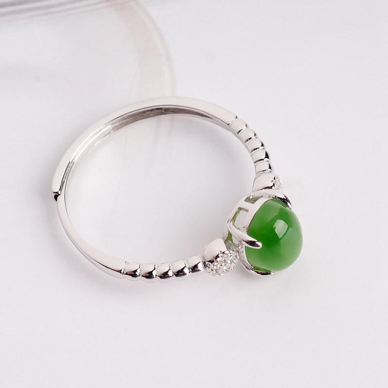 Tancise Classic 925 Sterling Silver  Zircon Jade Ring Ladies Jewelry Wedding Promise   Party Gift