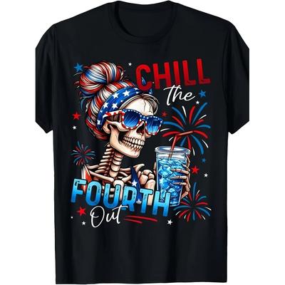 Vtipné kostlivce Chill Čtvrtý ven Grafické tričko Prémiová bavlna Ležérní tričko s kulatým výstřihem