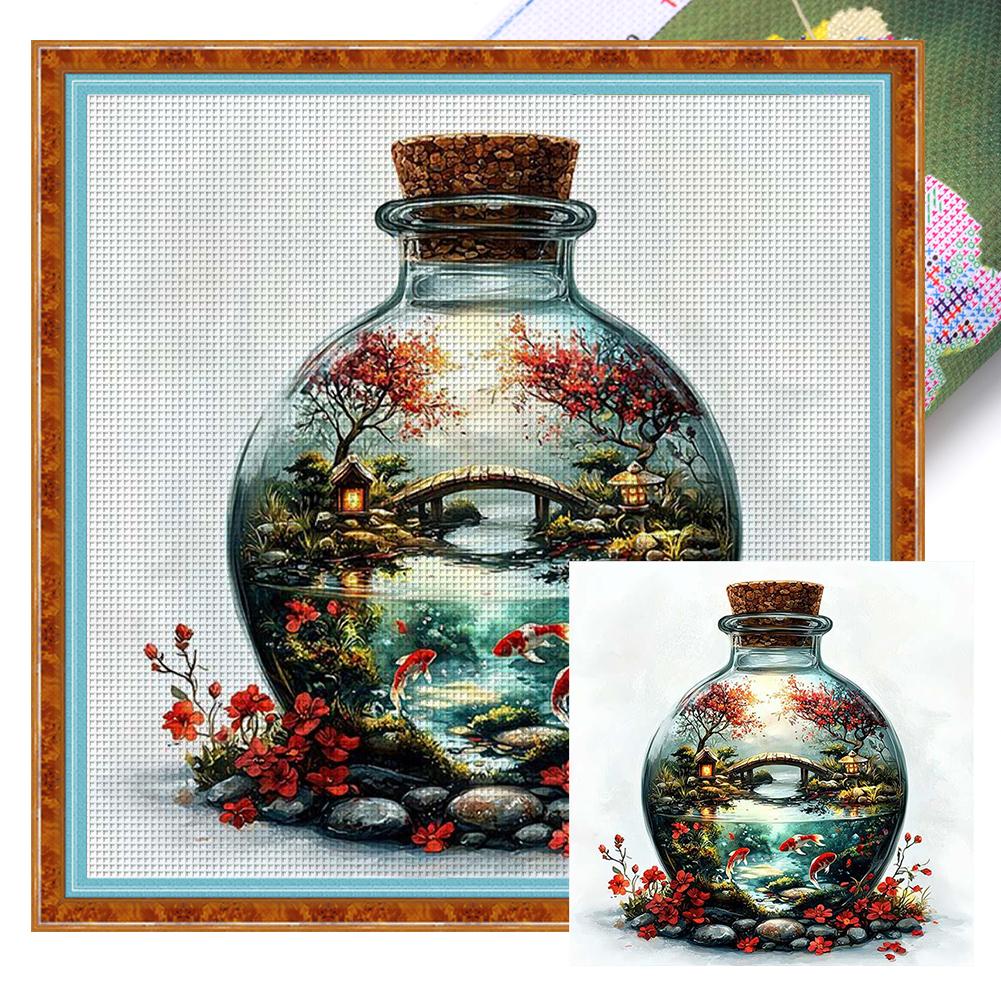 Full Embroidery Eco-cotton Thread 11CT Printed Bottle Cross Stitch Kit Art
