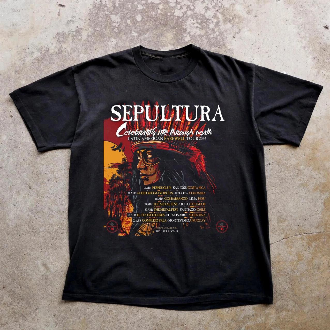 Sepultura Concerts Live Tour Dates 2024-2025 Black All Size Shirt XXXXL