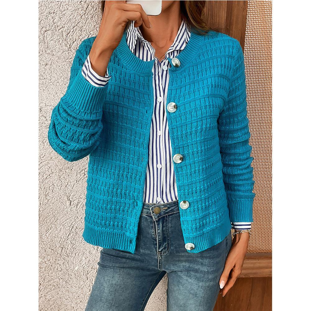 Autumn Solid Color Commuting Knitted Cardigan Jacket Casual Women’s Sweaters