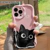 Phone Case: 2D Flat Design Suitable for iPhone 18 17 16 15 14 13 Pro Protective Case, Pink Background with Little Black Cat, Perfect Christmas and Hal