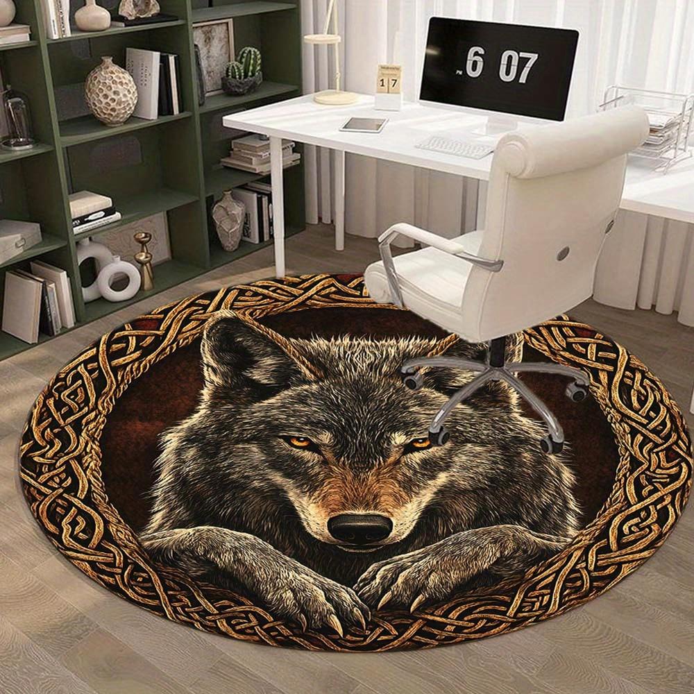 Fierce Wolf Round Rug Suitable For Office Reception Decorative Carpet Office Chair Protection Carpet And Also Suitable For Gifts To Relatives And