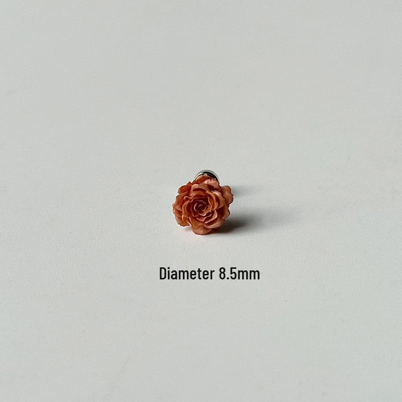 Cappuccino Rose Polymer Clay Flower Ear Cuff Helix Stud with Titanium Steel Screw-Free Earrings