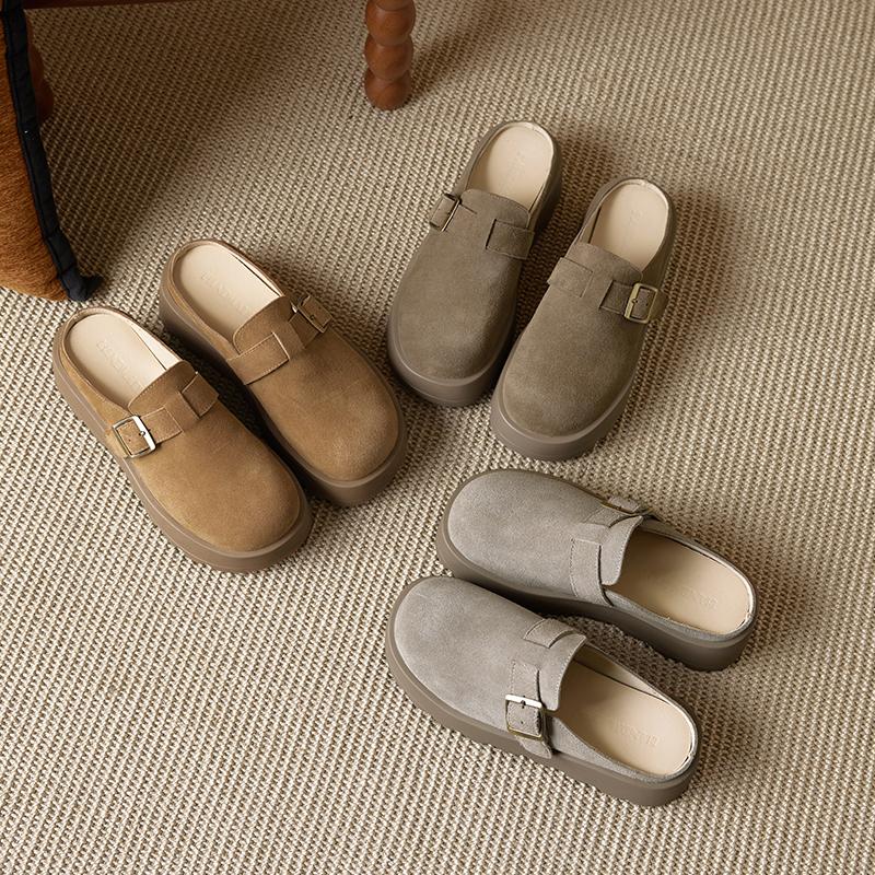 Fashion AIYUQI 2025 New Women's Slippers Thick-soled Mules with Closed Toe for Women Large-size Comfortable Half-slippers Female