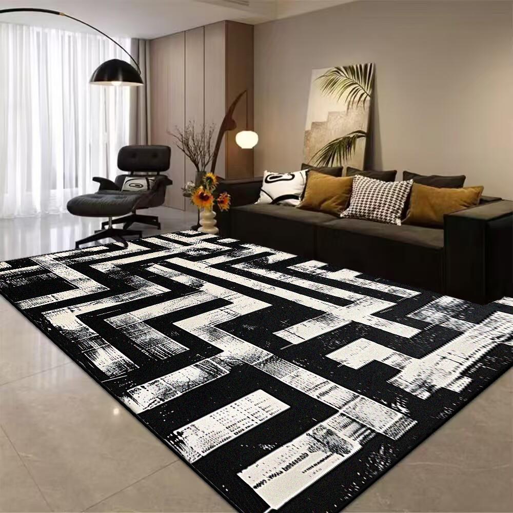 Nordic Style Black Large Carpet Non-slip Living Room Decoration Sofa Area Rug Easy Clean Coffee Table Mat Bedroom Lounge Rugs