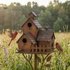 Garden Decoration Stake Metal Bird House Stakes, Feeder Decor, Weatherproof Patio Lawn Ornament Iron Art Decor for Outdoor Yard Flower Bed Perch