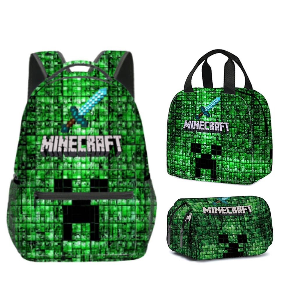 Zaino Tempo Libero Bambini Mondo Virtuale Zaino Scolastico Studente Borsa Pranzo Scatola Termica Astuccio