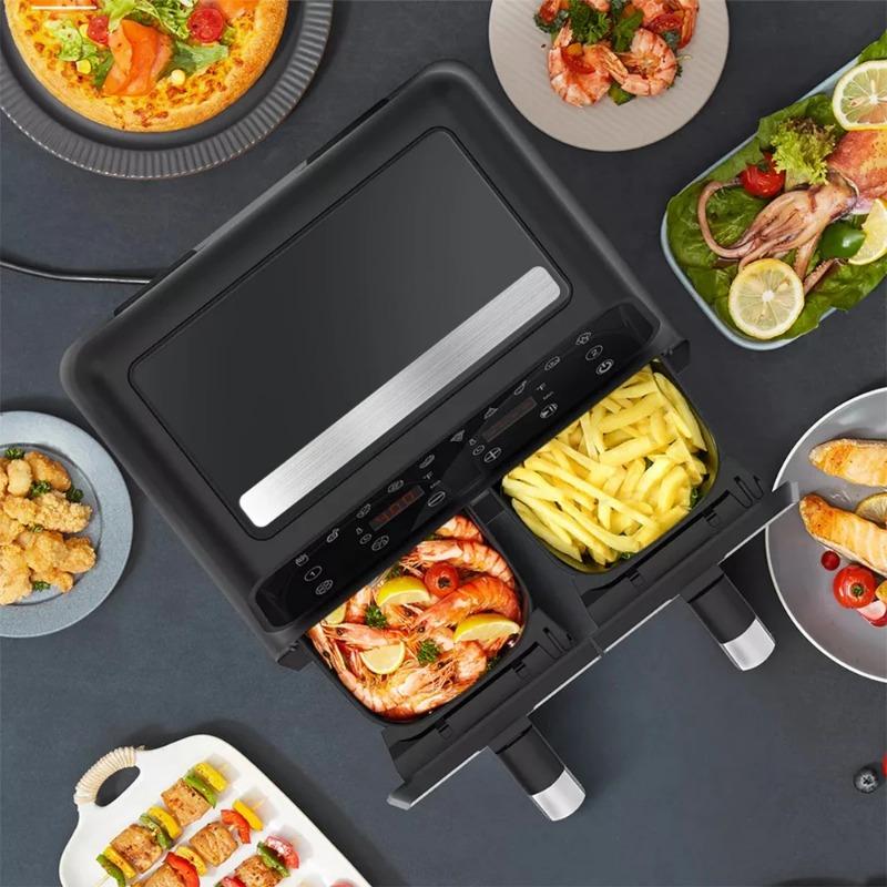 ZCWA Double-basket Air Fryer 8L 1700W Multifunctional Low Oil And Light Fat Fryer Intelligent NTC Precise Temperature Control