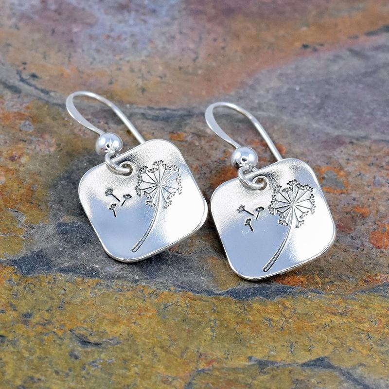 Simple Retro Square Dandelion Earrings, Women'S Personalized Fashion Earrings, Women'S Earrings
