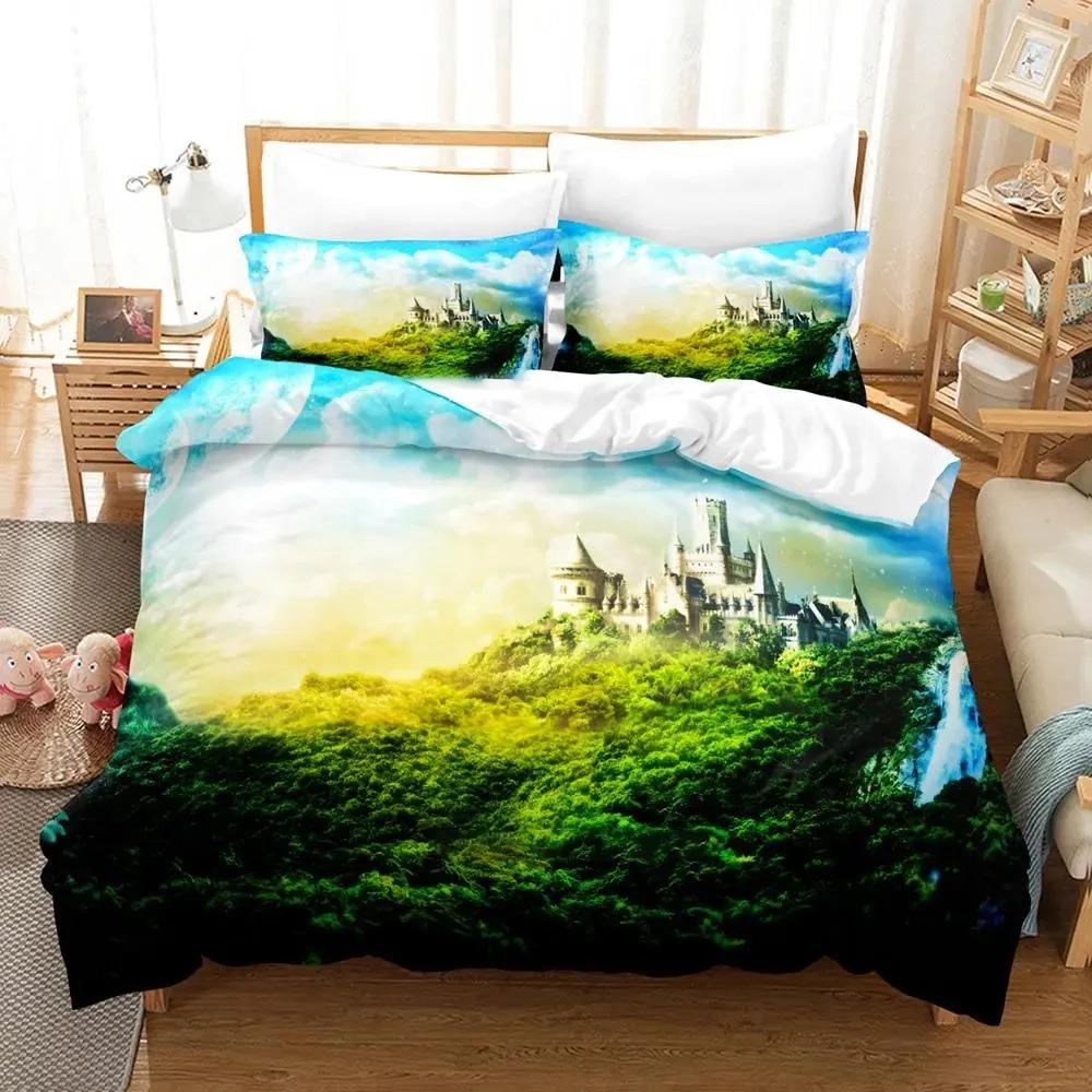 

Science Fiction Enchanted Castle Bedding Set Boys Girls Twin Queen Size Duvet Cover Pillowcase Bed Kids Adult Home Textileextile 70x133cm 2pcs