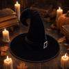 Halloween Velvet Witch Hat with Curved Tip for Costume Party and Dress Up