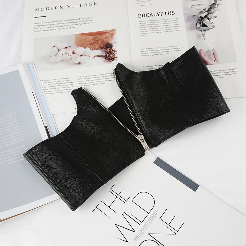 Simple Solid Color Artificial Leather Women Casual Wide Waistband With Zipper For Outdoor Fashion Streetwear