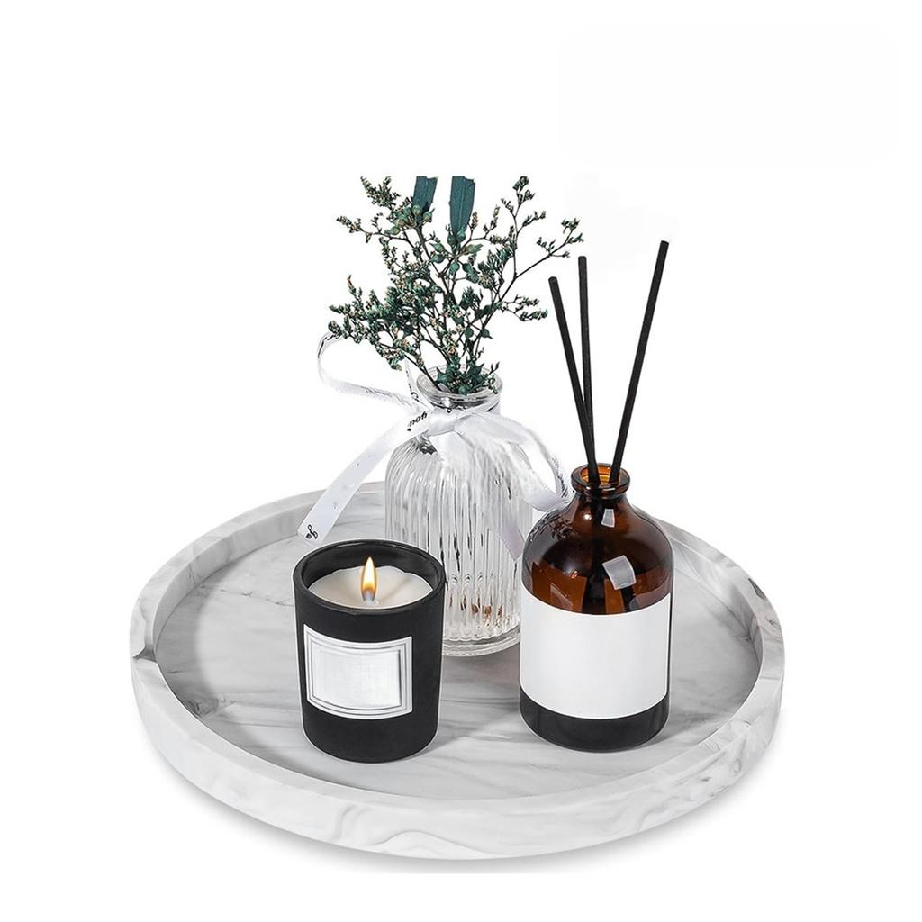 27x27x2cm Silicone Bathroom Tray Round Bathroom Vanity Tray Soap Dispenser Tray Countertop Storage Waterproof Anti-slip Trays